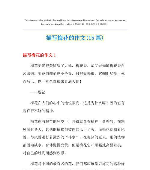 借梅喻人的故事（用画笔点亮心灵）