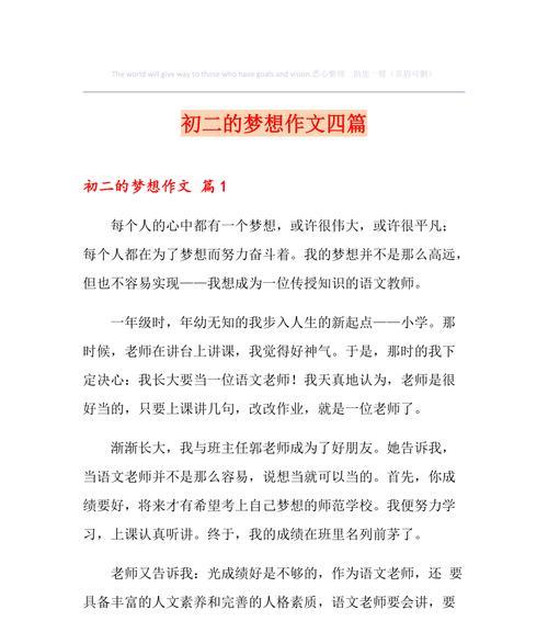 坚持梦想，勇攀高峰（一个小城市年轻人的成功之路）
