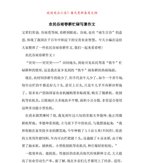 谷雨理解的作文