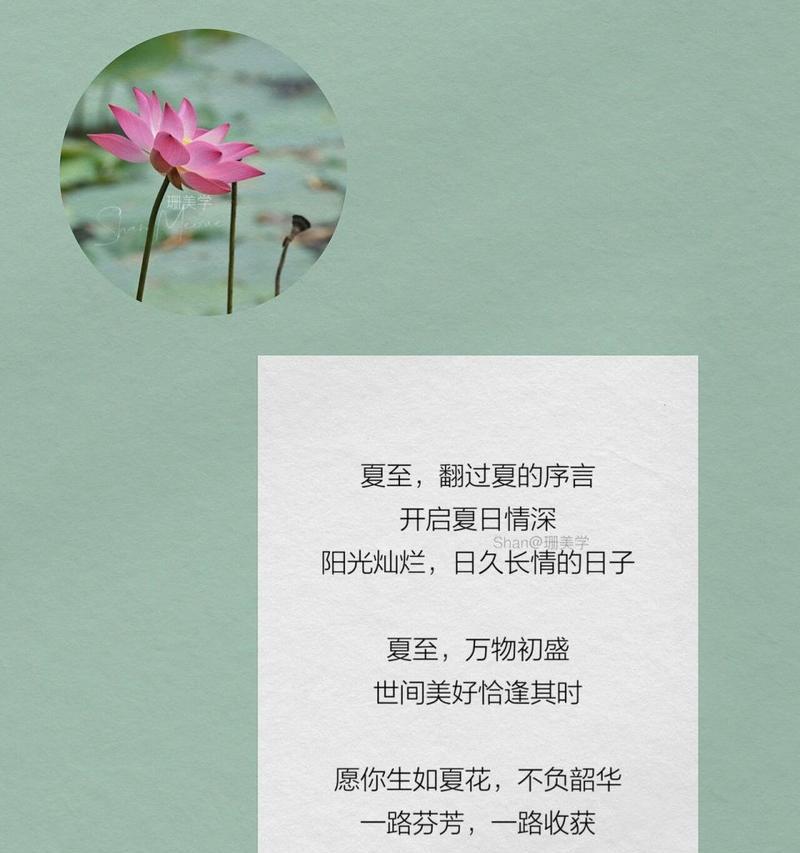 关于夏至的朋友圈怎么发（《夏至情思：古风短句，绘心之所向》）