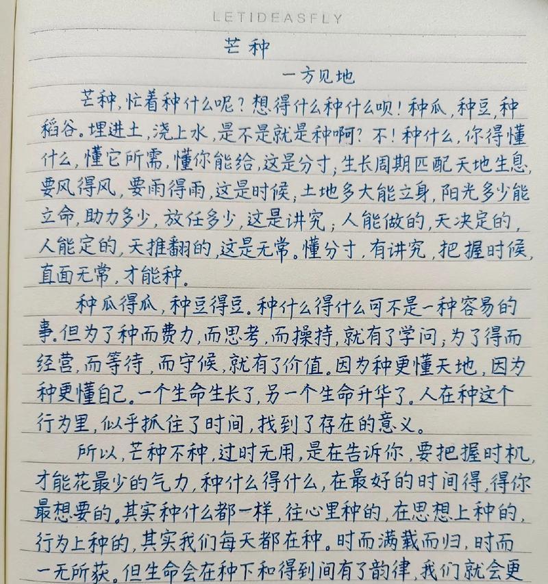 关于芒种的作文600字（《芒种时节，青春的脚步》）